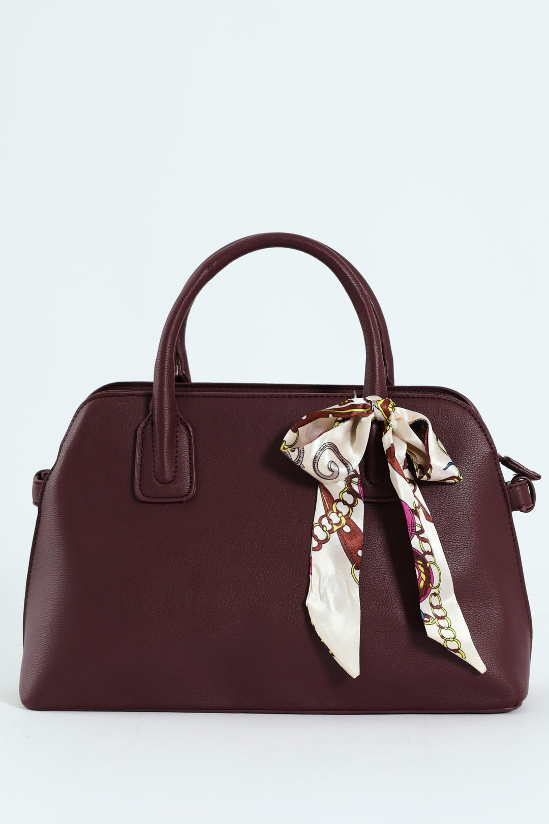 Ribbon Detail Double Handle Bowling Bag - Cherry