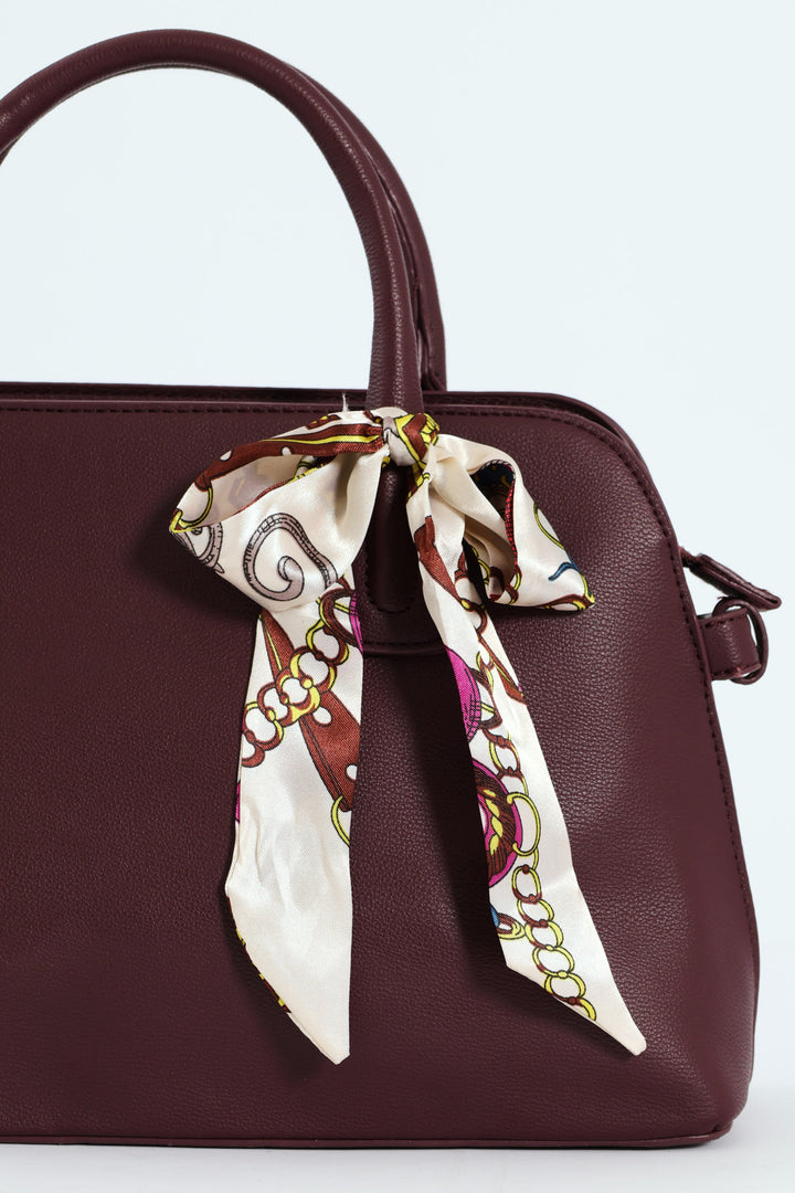 Ribbon Detail Double Handle Bowling Bag - Cherry