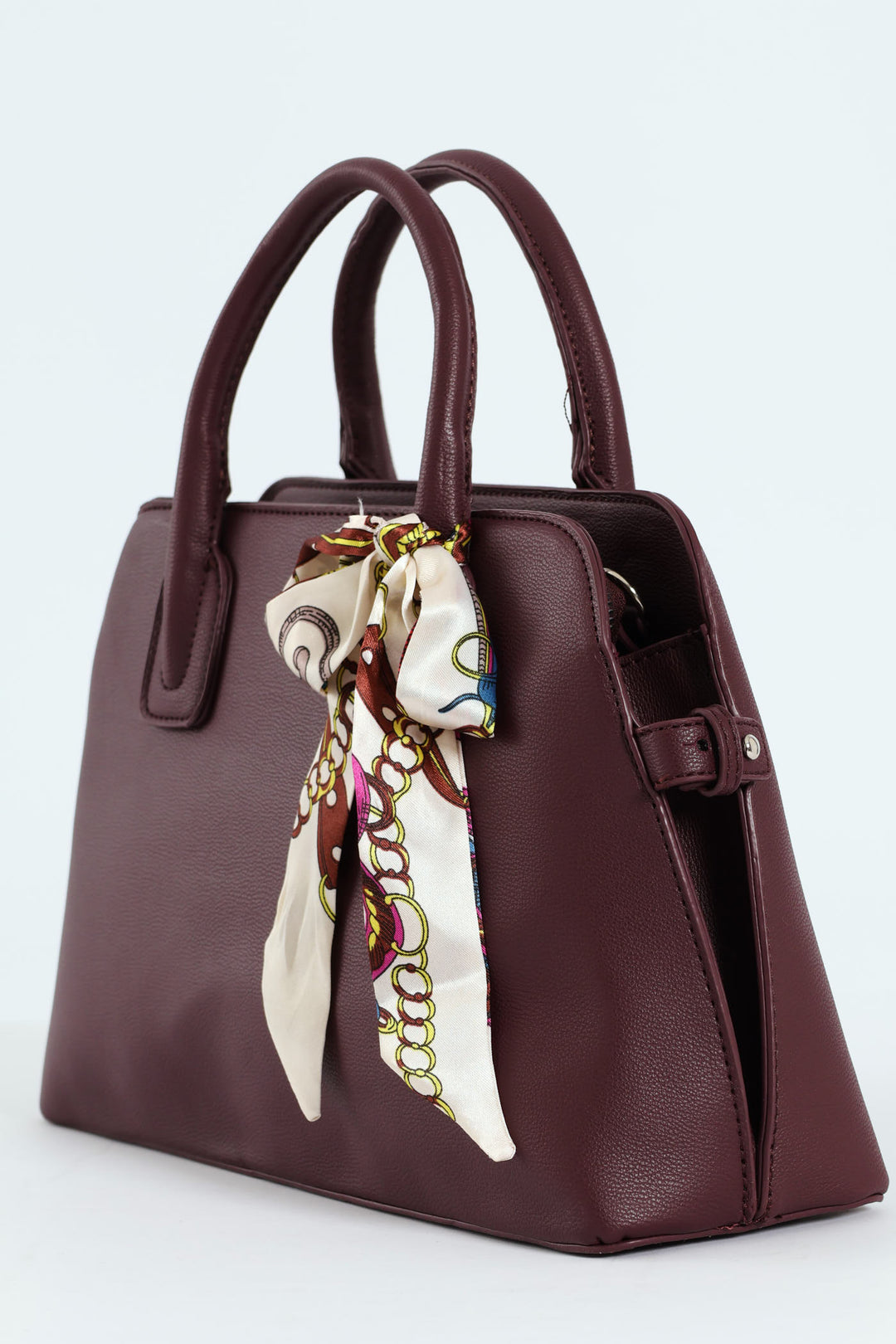 Ribbon Detail Double Handle Bowling Bag - Cherry