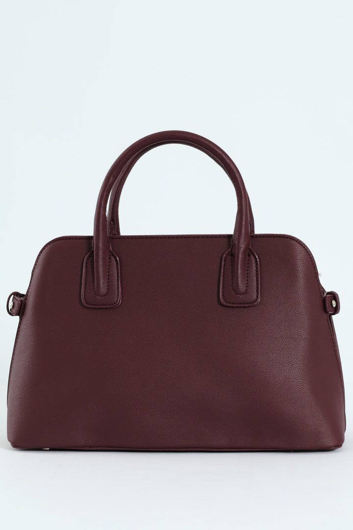 Ribbon Detail Double Handle Bowling Bag - Cherry