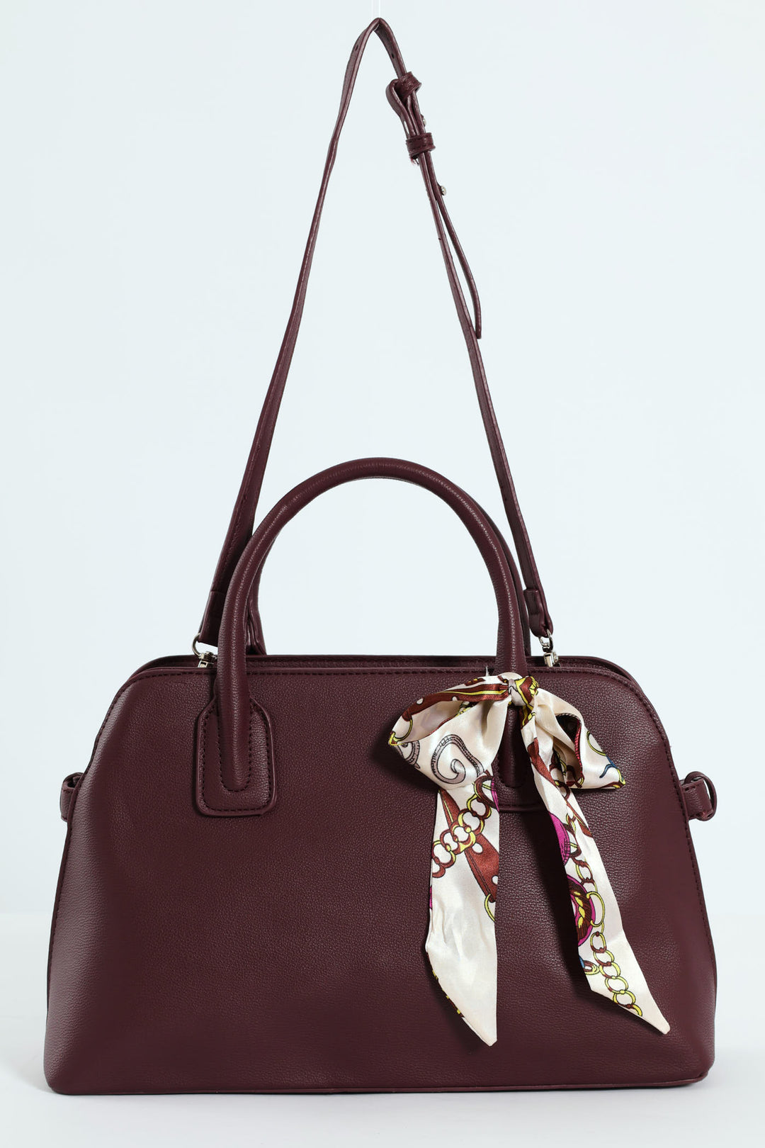 Ribbon Detail Double Handle Bowling Bag - Cherry