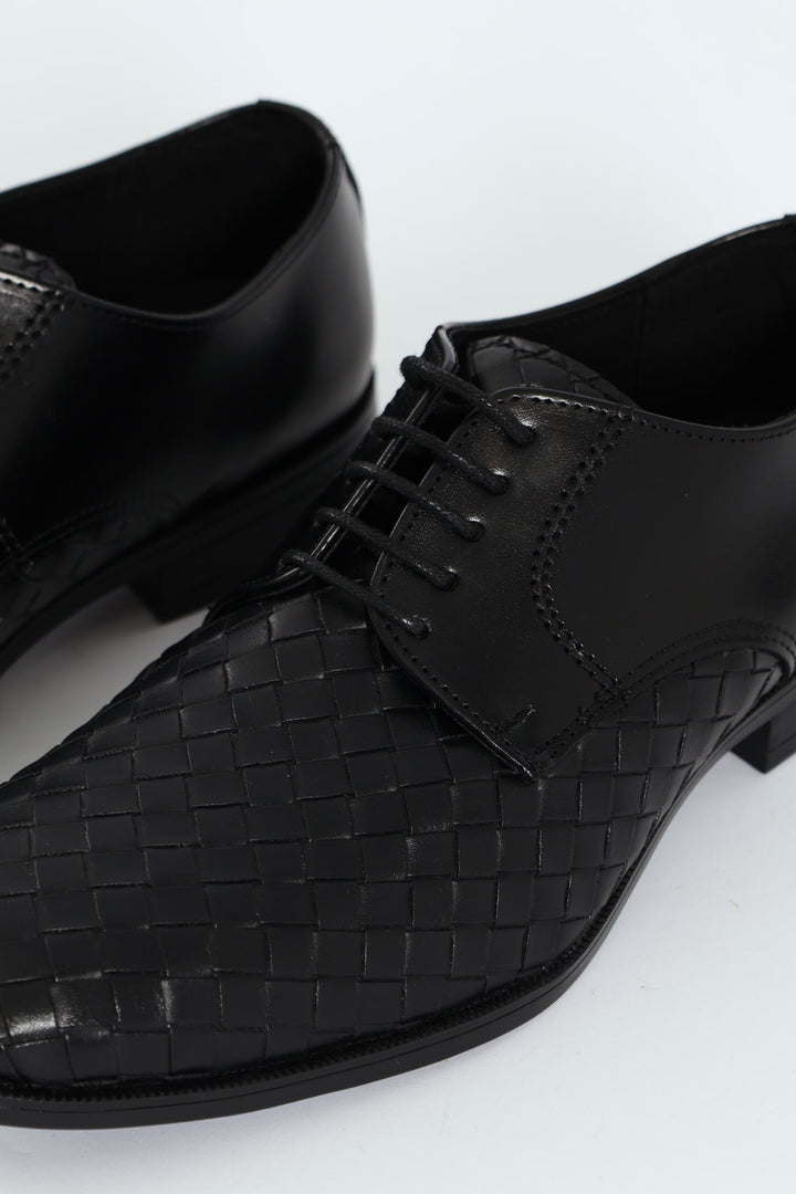 Weave Upper Lace Up Formal Shoe - Black