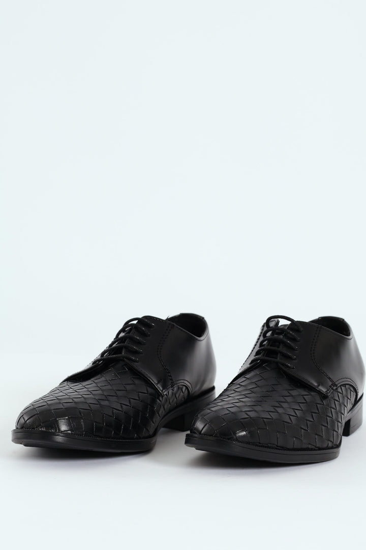 Weave Upper Lace Up Formal Shoe - Black