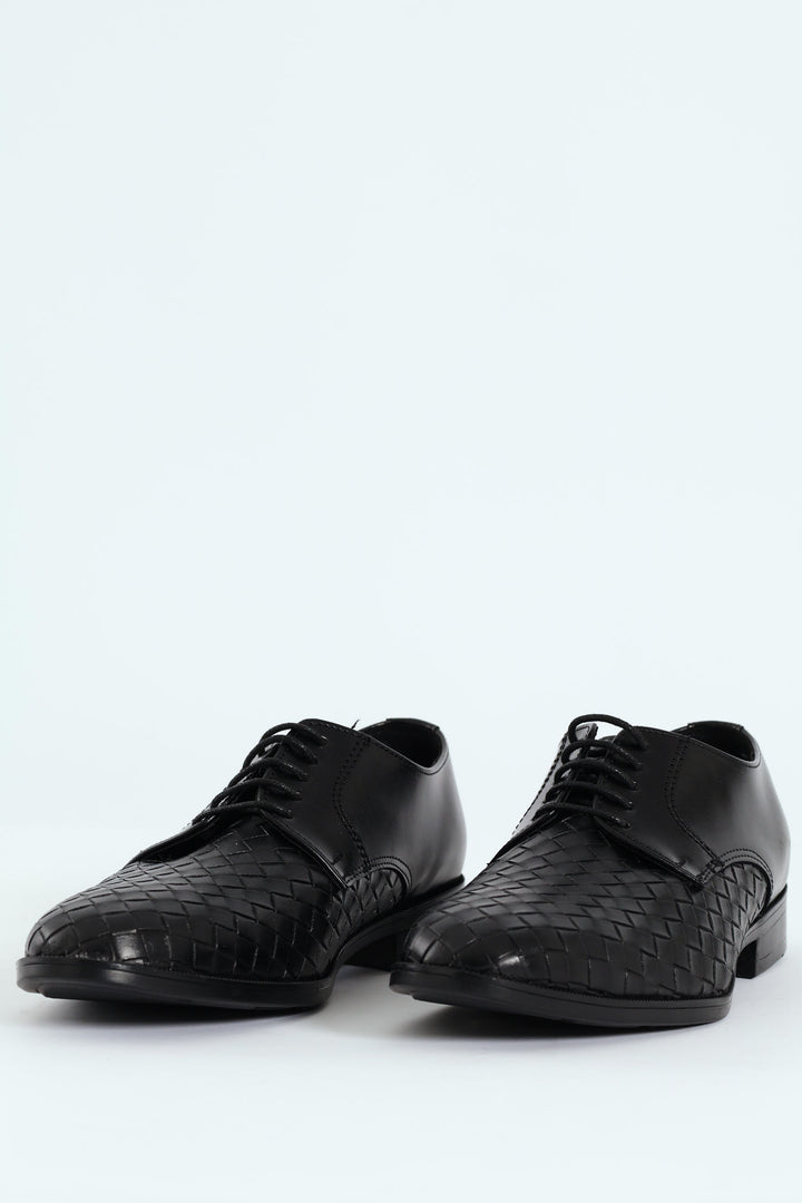 Weave Upper Lace Up Formal Shoe - Black