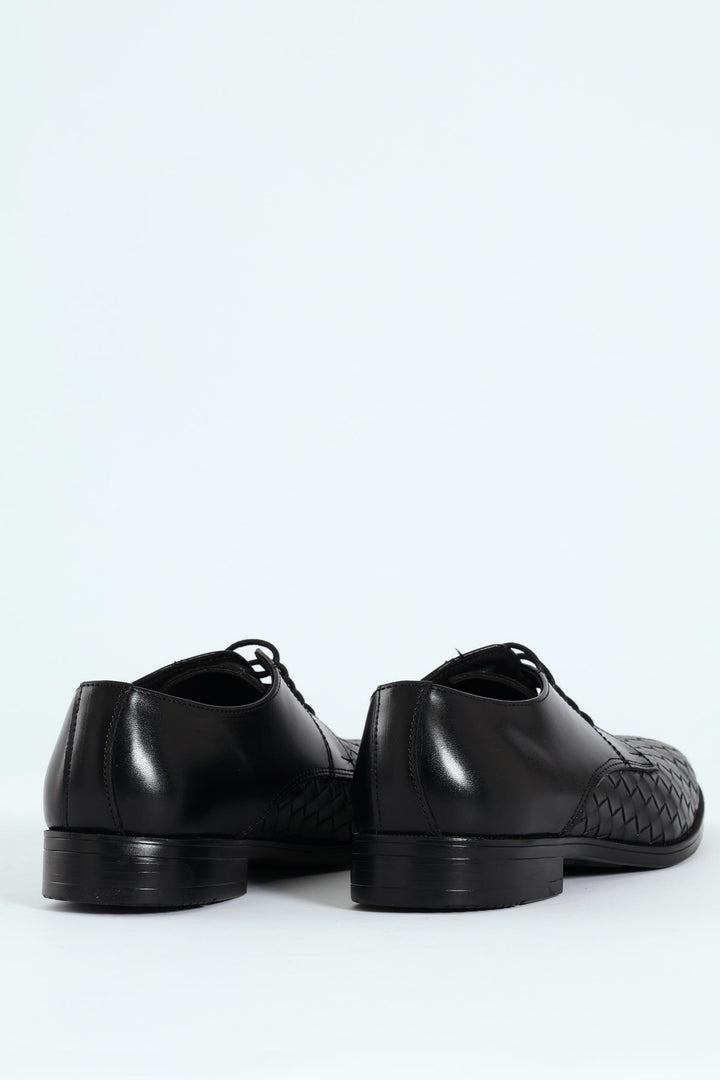 Weave Upper Lace Up Formal Shoe - Black