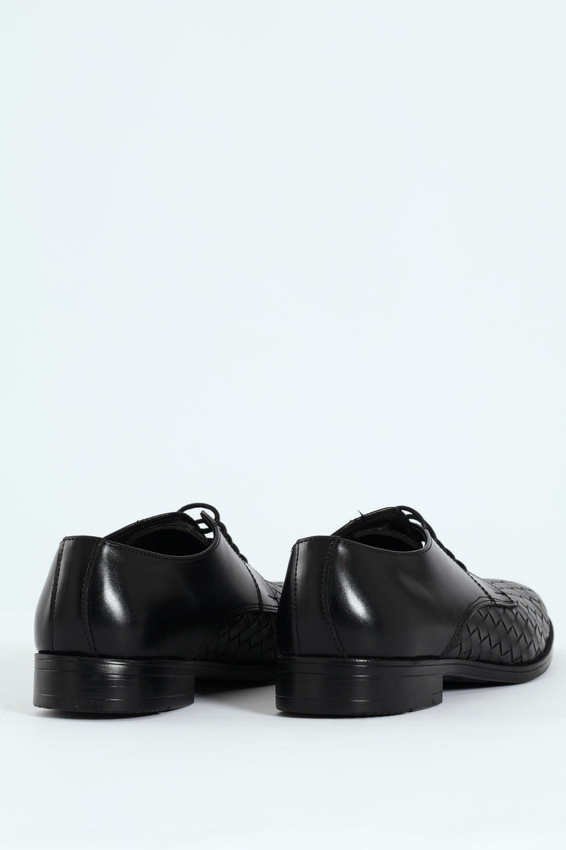 Weave Upper Lace Up Formal Shoe - Black