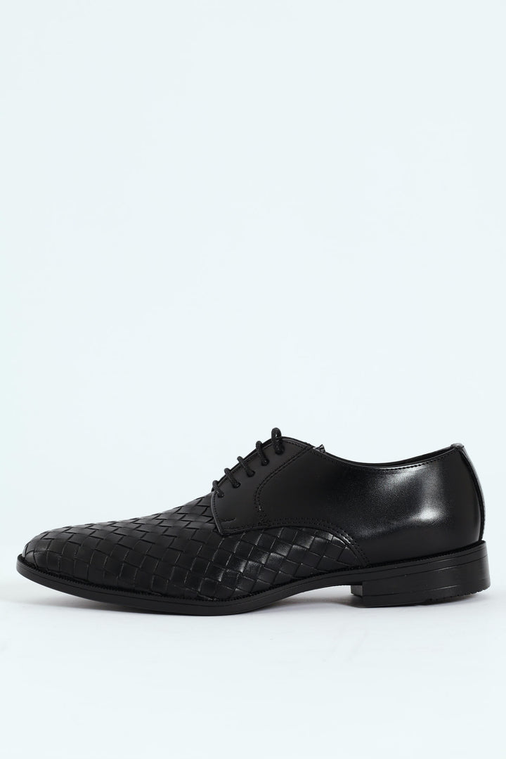 Weave Upper Lace Up Formal Shoe - Black