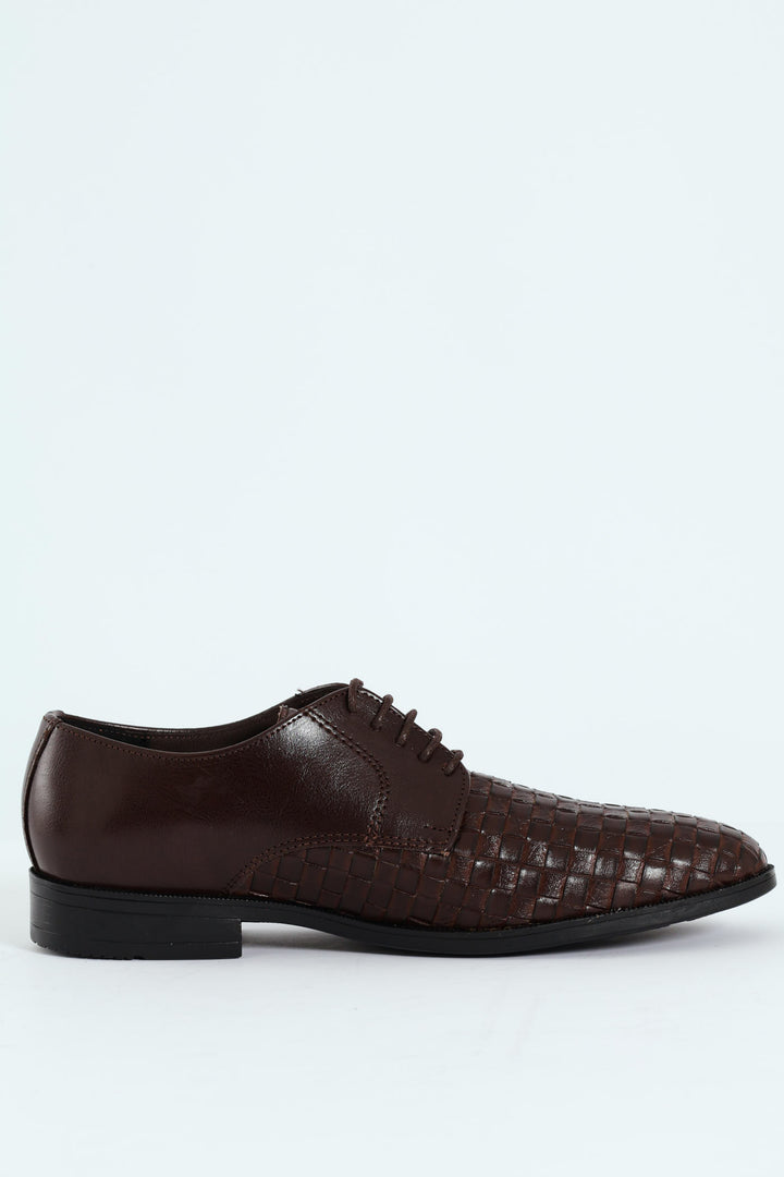 Weave Upper Lace Up Formal Shoe - Chocolate
