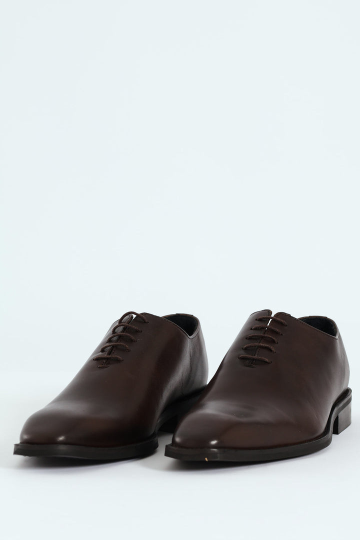 One Cut Oxford Lace Up Shoe - Brown