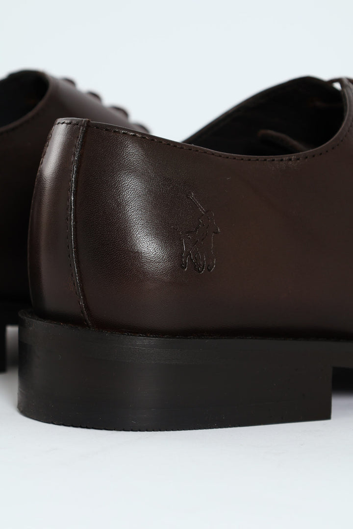 One Cut Oxford Lace Up Shoe - Brown