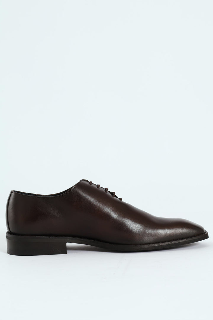 One Cut Oxford Lace Up Shoe - Brown