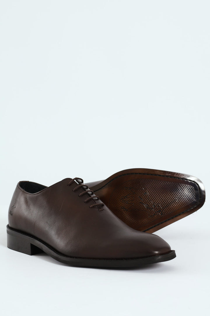 One Cut Oxford Lace Up Shoe - Brown