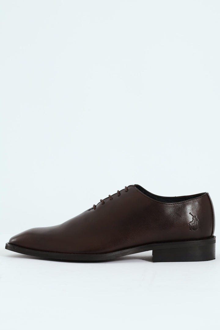 One Cut Oxford Lace Up Shoe - Brown