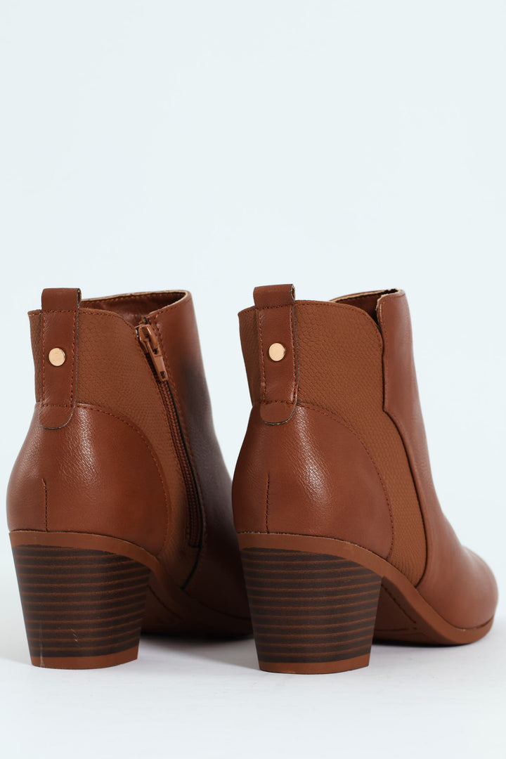 Pu Insert Chelsea Ankle Boot - Tan