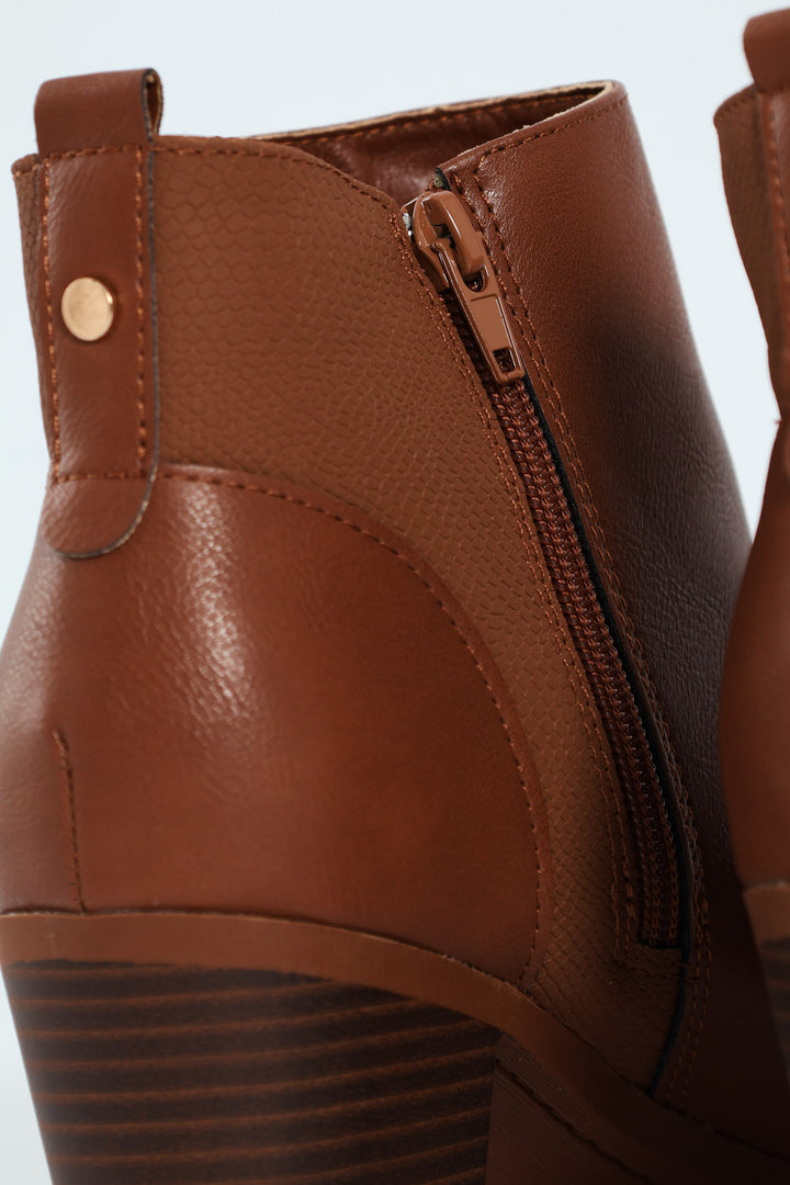 Pu Insert Chelsea Ankle Boot - Tan