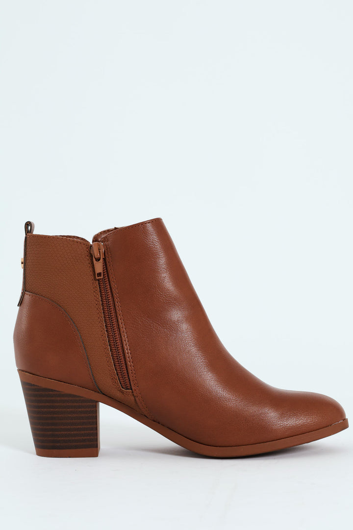 Pu Insert Chelsea Ankle Boot - Tan