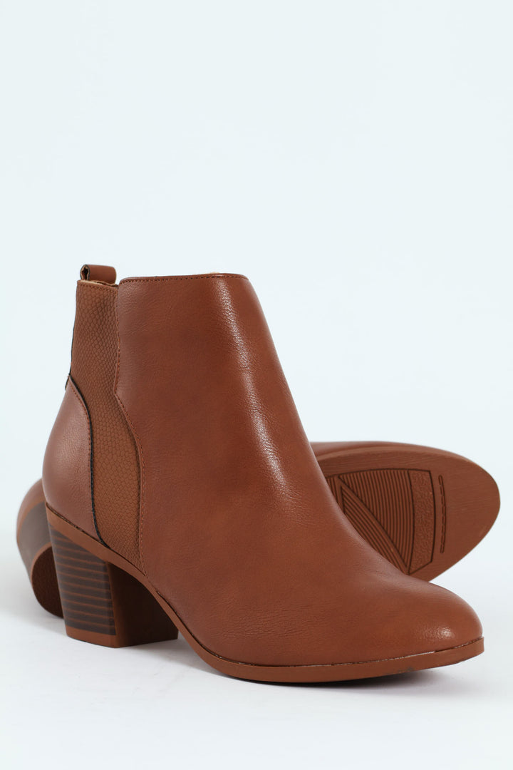Pu Insert Chelsea Ankle Boot - Tan