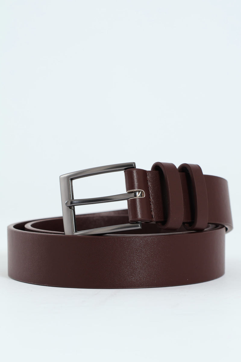 Formal Belt With Stitch Detail - Brown