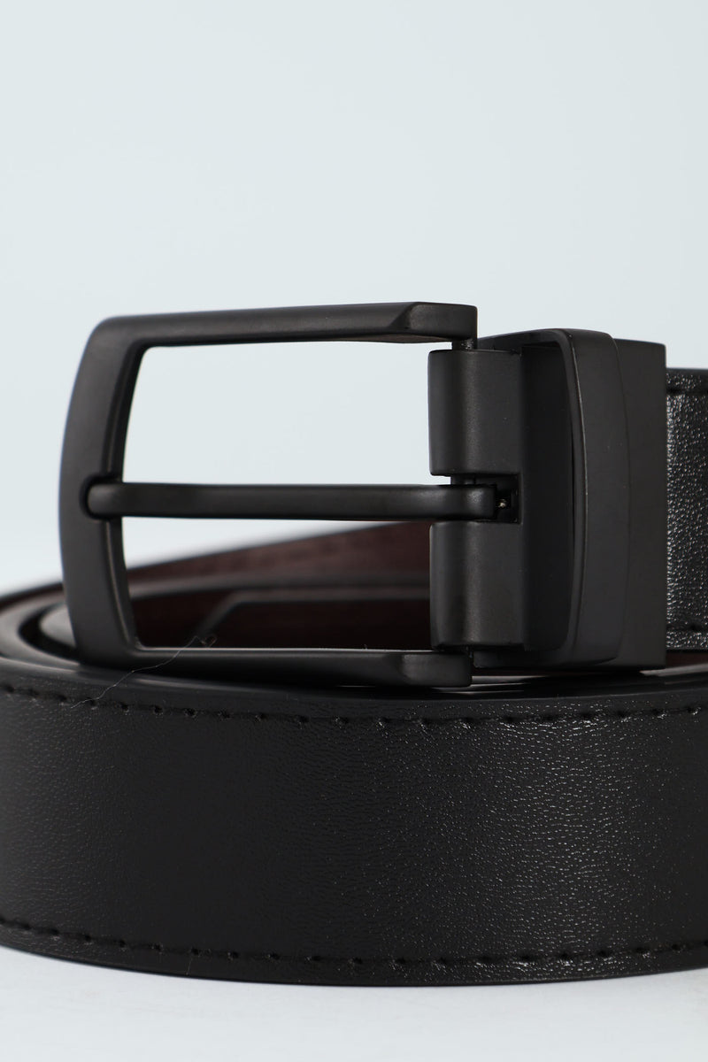 Formal Reversible Matte Buckle Belt - Black/Brown