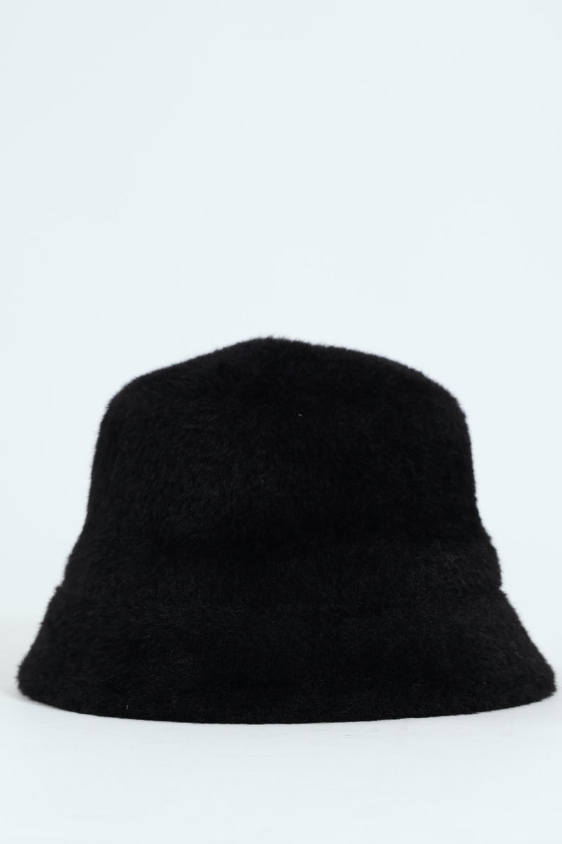 Fluffy Cloche Hat - Black