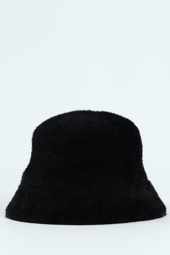Fluffy Cloche Hat - Black