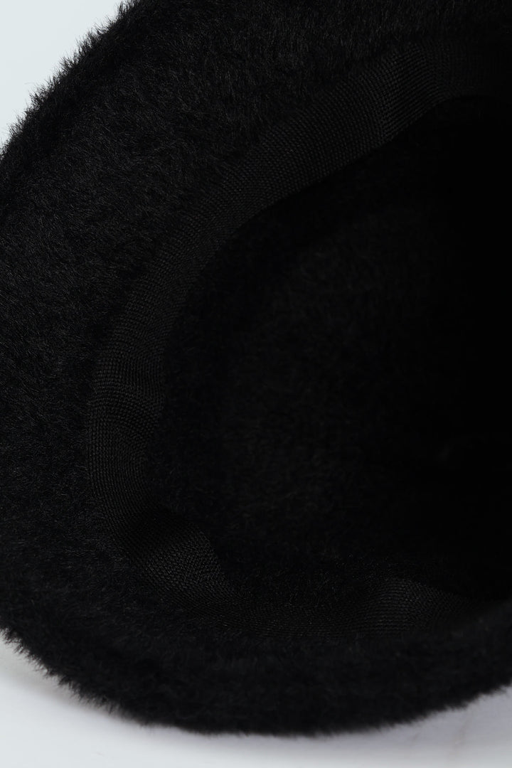 Fluffy Cloche Hat - Black