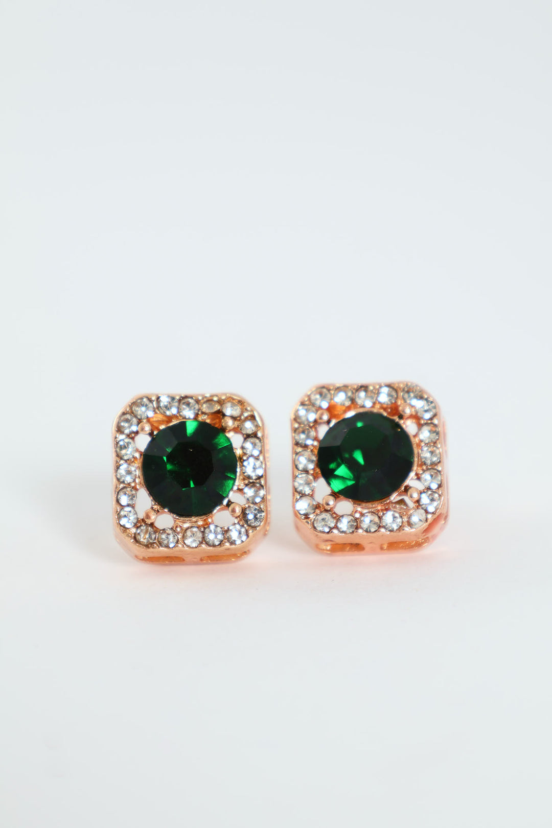 2 Pack Green Stone Stud & Pendant Set - Gold
