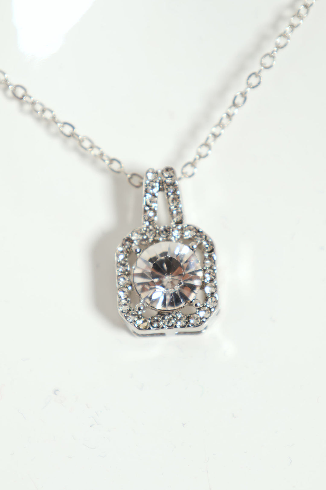 2 Pack Diamante Stud & Pendant Set - Silver
