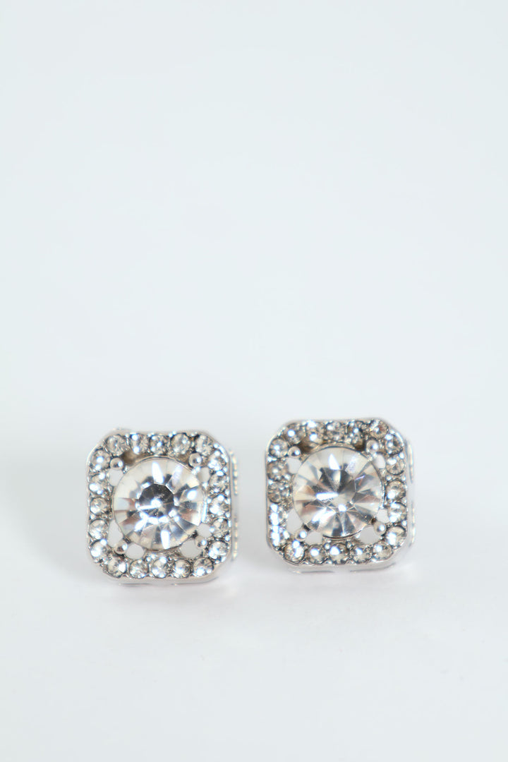 2 Pack Diamante Stud & Pendant Set - Silver