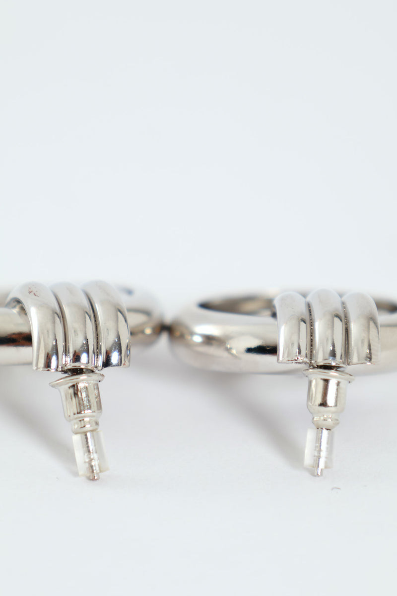 Double Ring Doorknocker Earrings - Silver