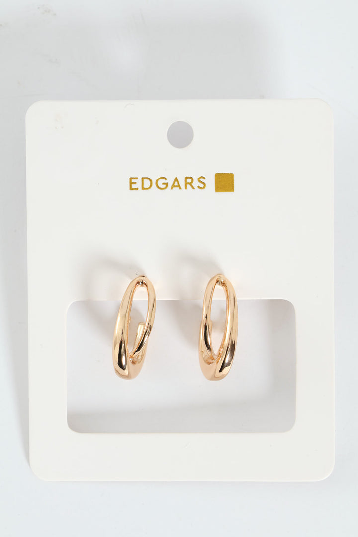 Crossover Hoop Earrings - Gold