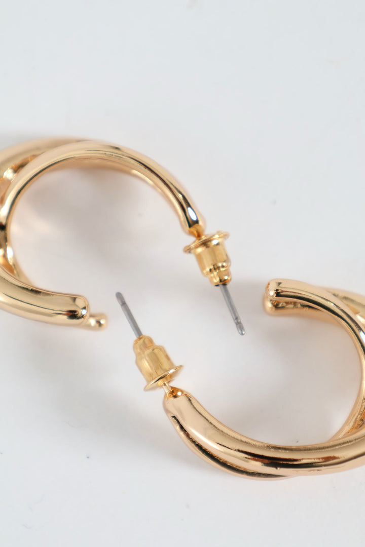 Crossover Hoop Earrings - Gold