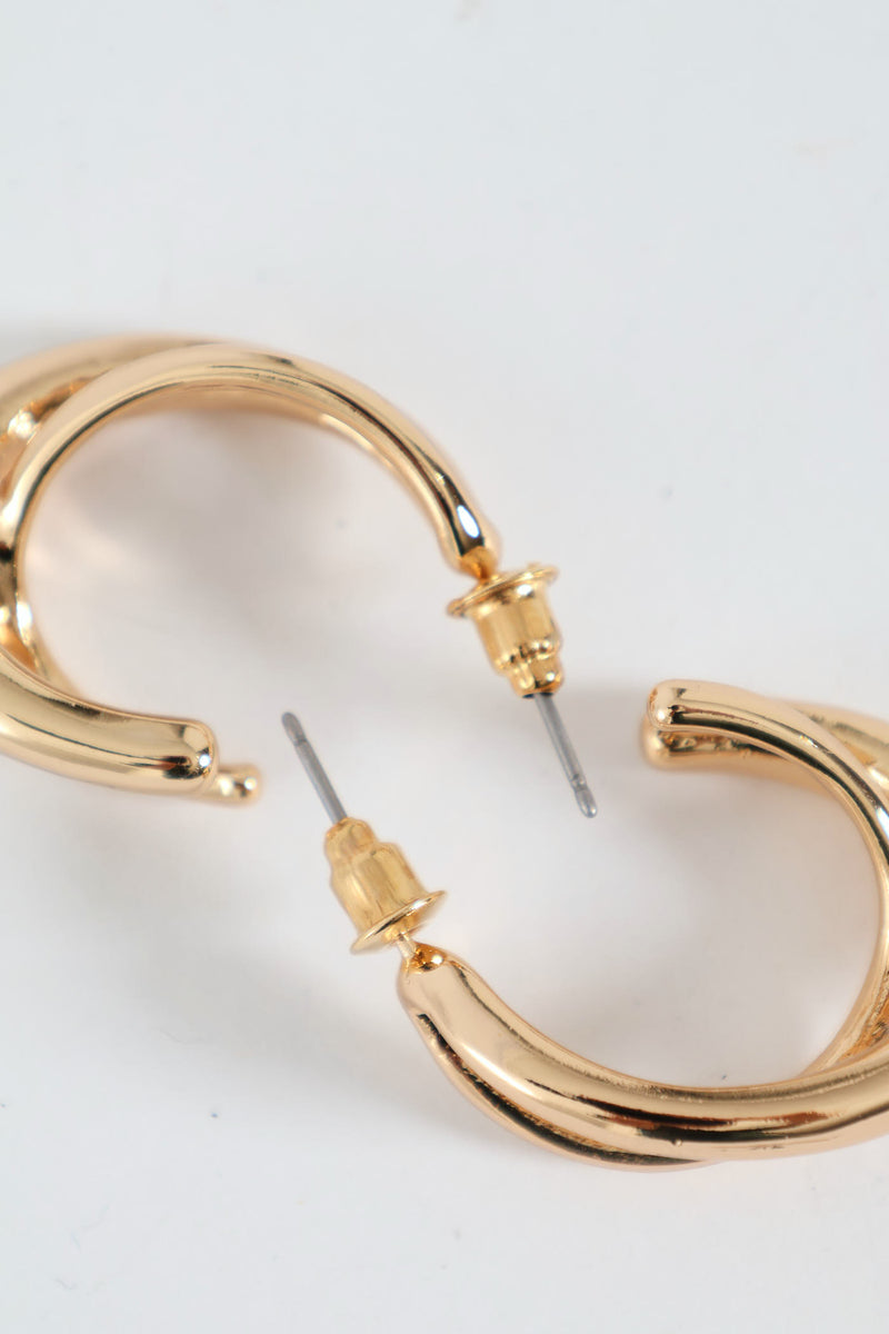 Crossover Hoop Earrings - Gold
