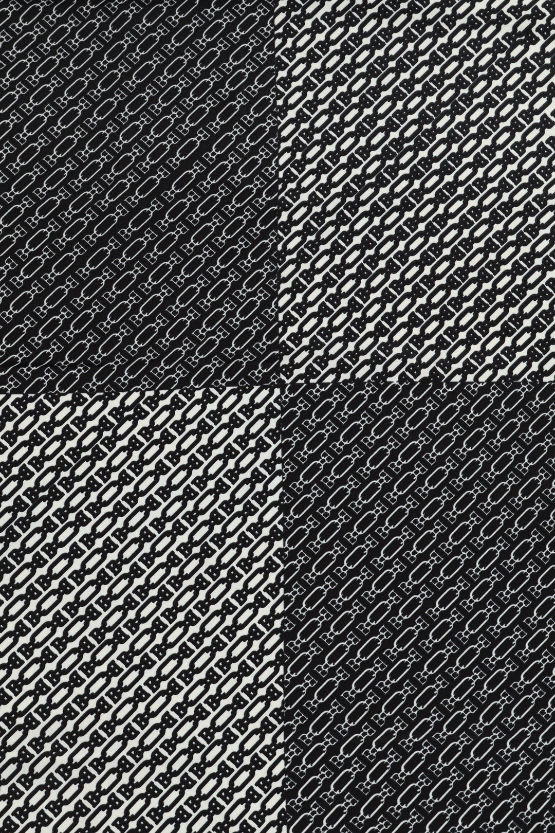 Border Chain Satin Feel Scarf - Black/White