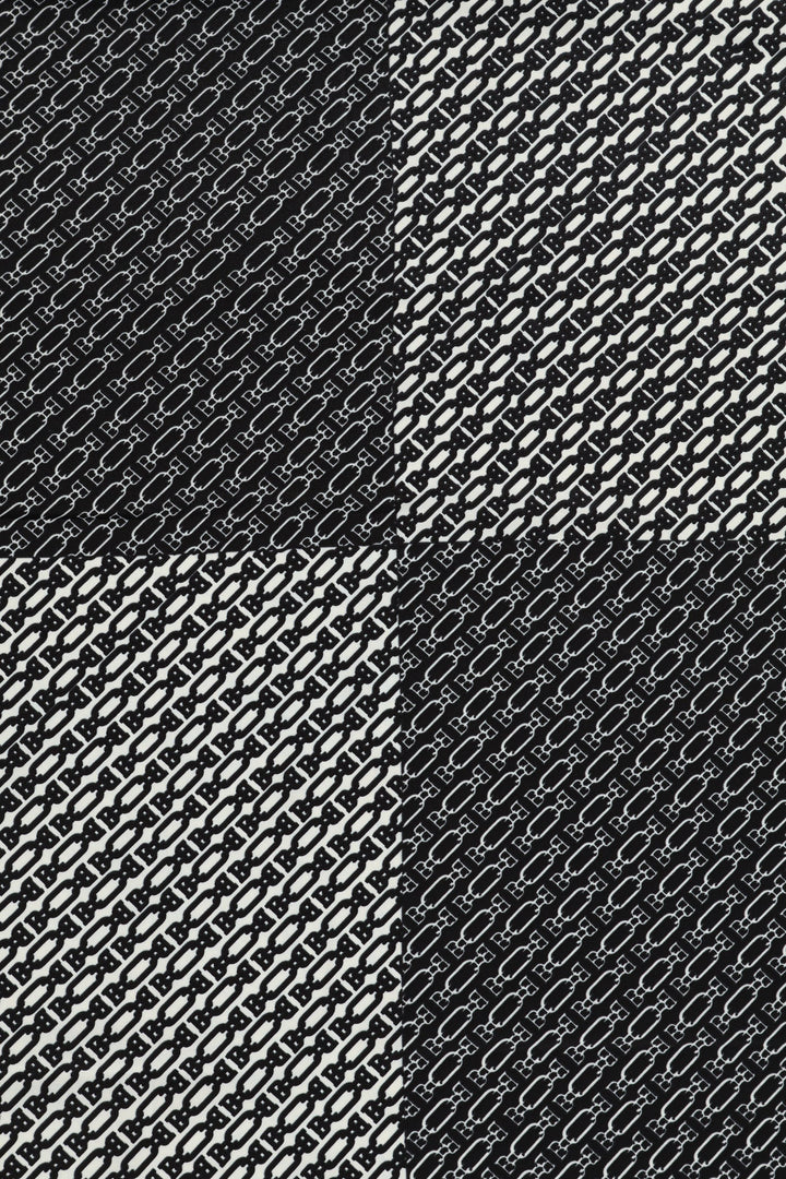 Border Chain Satin Feel Scarf - Black/White