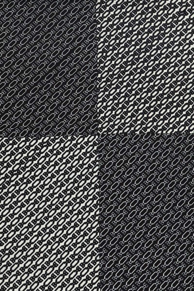 Border Chain Satin Feel Scarf - Black/White