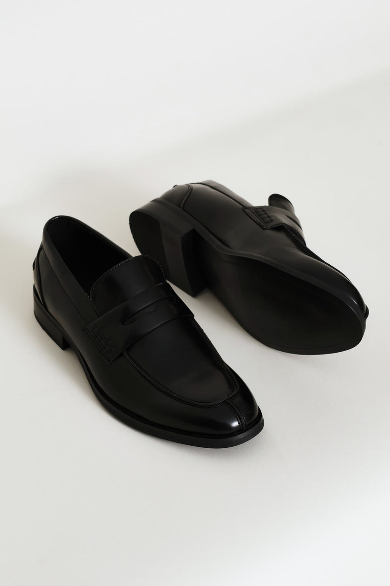 Penny Moccasin Formal Slip On - Black
