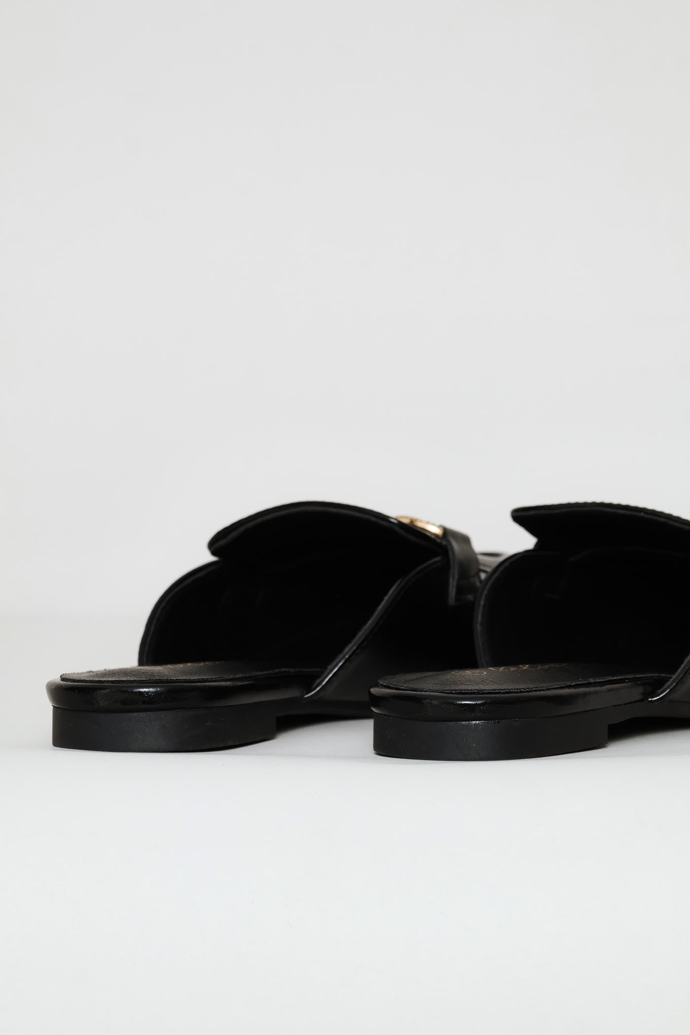 Ladies Square Toe Metal Trim Slip On - Black – Edgars
