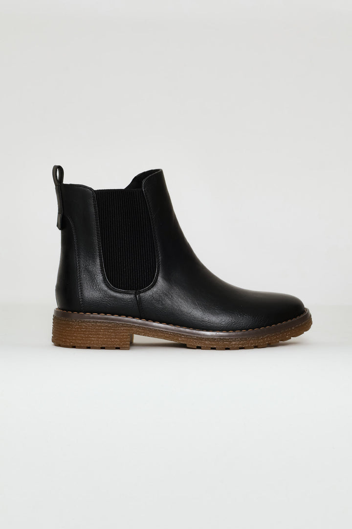 Belinda Lug Sole Chelsea Boot - Black