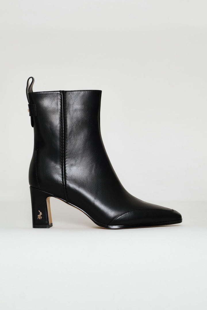 Slim Block Heel Ankle Boot - Black