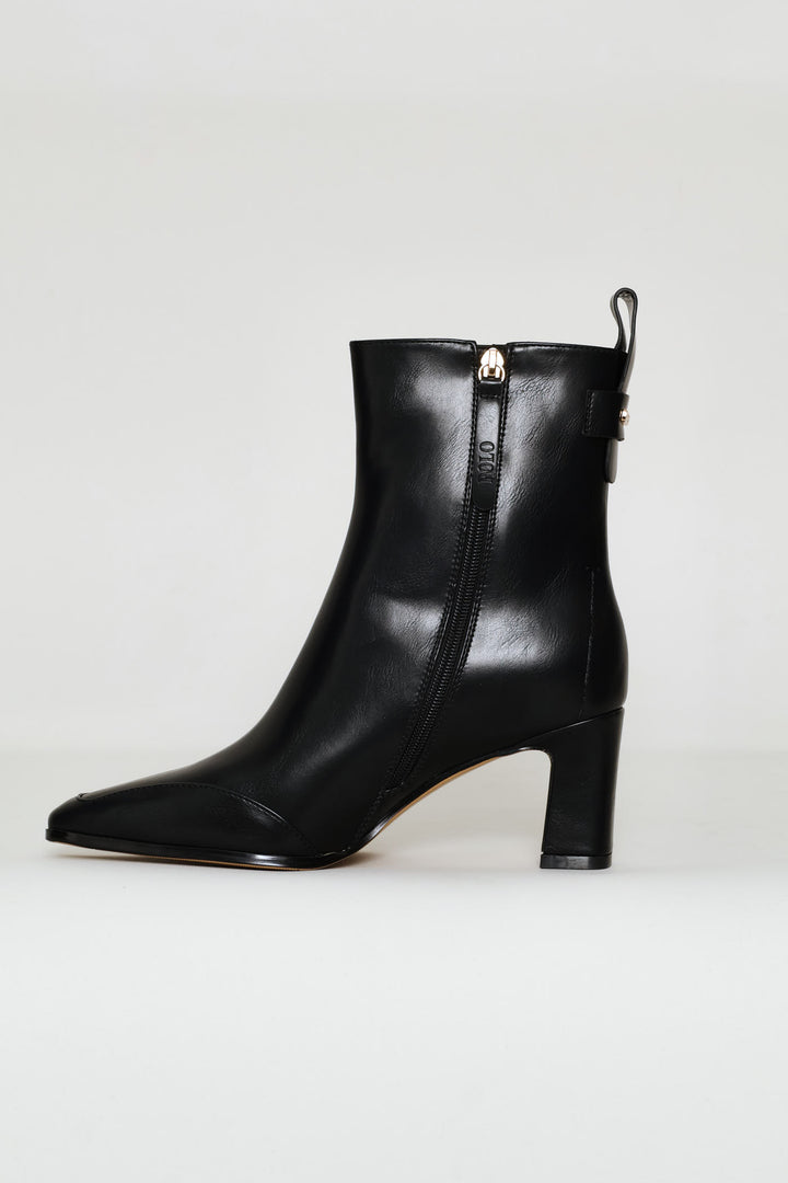 Slim Block Heel Ankle Boot - Black