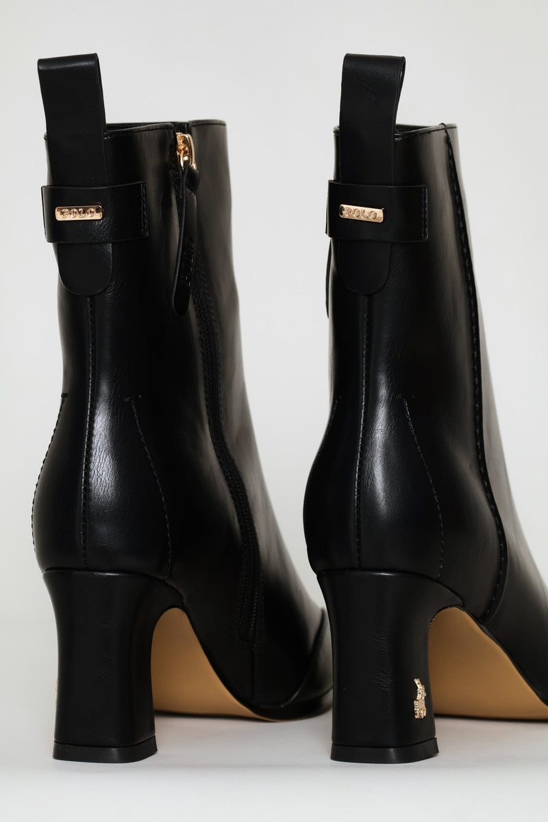 Slim Block Heel Ankle Boot - Black