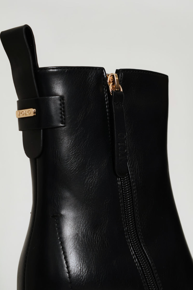 Slim Block Heel Ankle Boot - Black