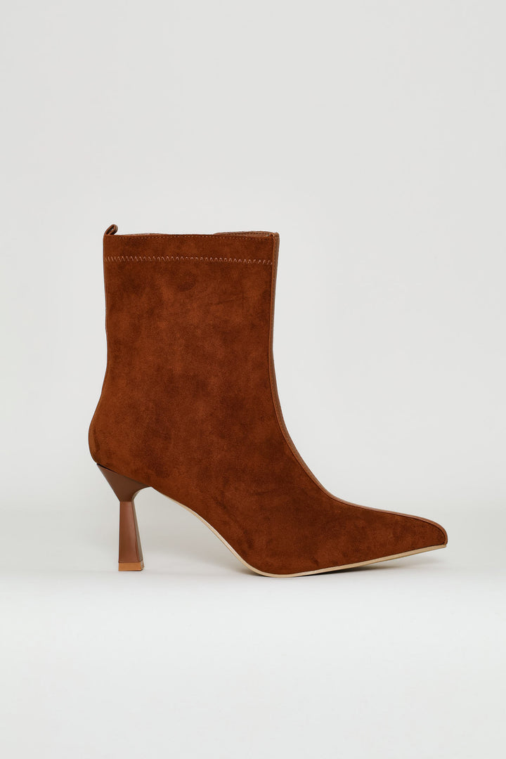 Microfibre Contrast Trim Sock Boot - Tan