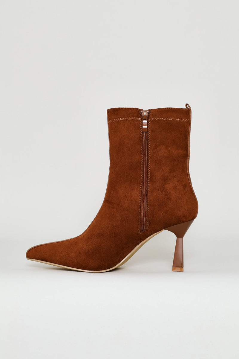 Microfibre Contrast Trim Sock Boot - Tan