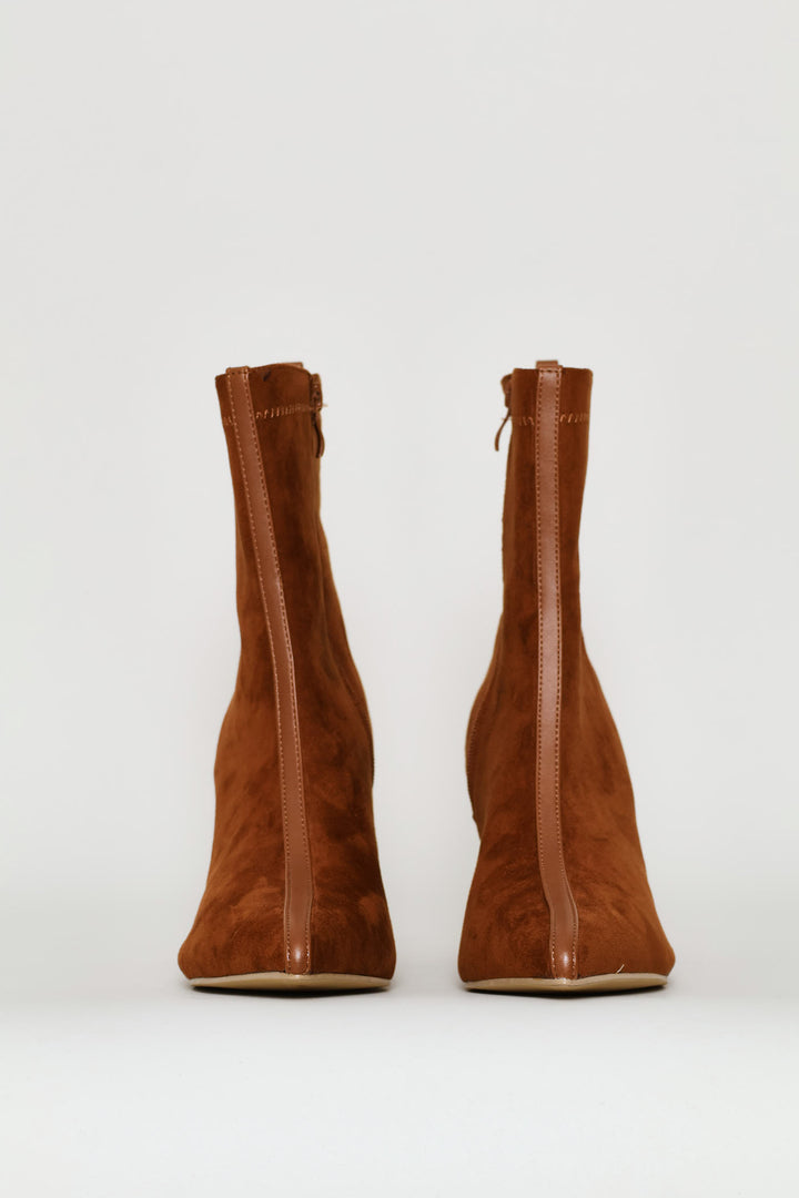 Microfibre Contrast Trim Sock Boot - Tan