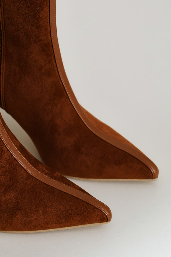 Microfibre Contrast Trim Sock Boot - Tan