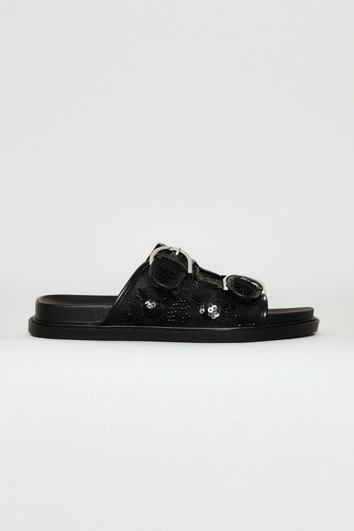 Beaded Slide On Moulded Footbead - Black