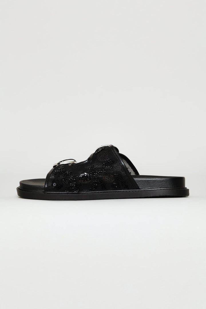 Beaded Slide On Moulded Footbead - Black