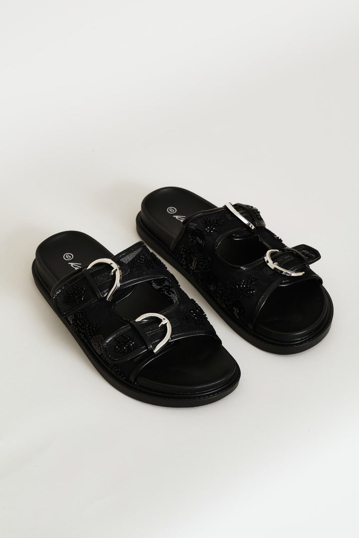 Beaded Slide On Moulded Footbead - Black